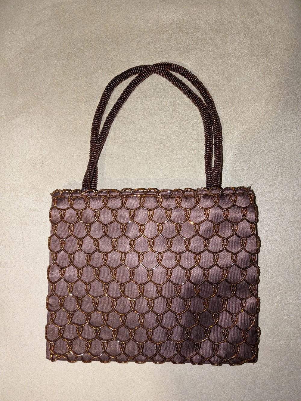 Bijoux Terner Mini Beaded Chocolate Brown Bag